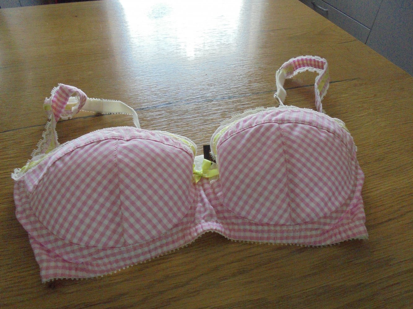 NEU: Damen Bügel BH Push up rosa kariert Gr. 70 B