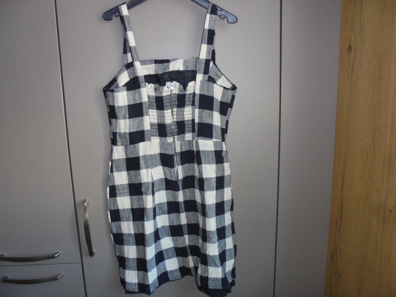 Damen Trägertop - Longshirt Gr. 40 in creme/schwarz kariert v. Primark
