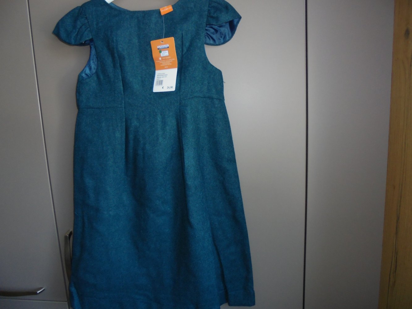 NEU: Mädchen Kleid- Trägerrock petrol Flanell Gr. 122/128 v. Pusblu