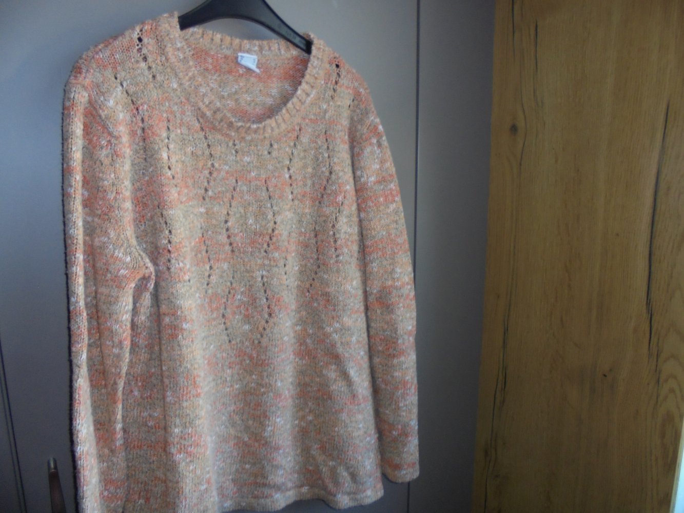 Damen Pullover Gr. 44 orange - gemustert v. Sieh an