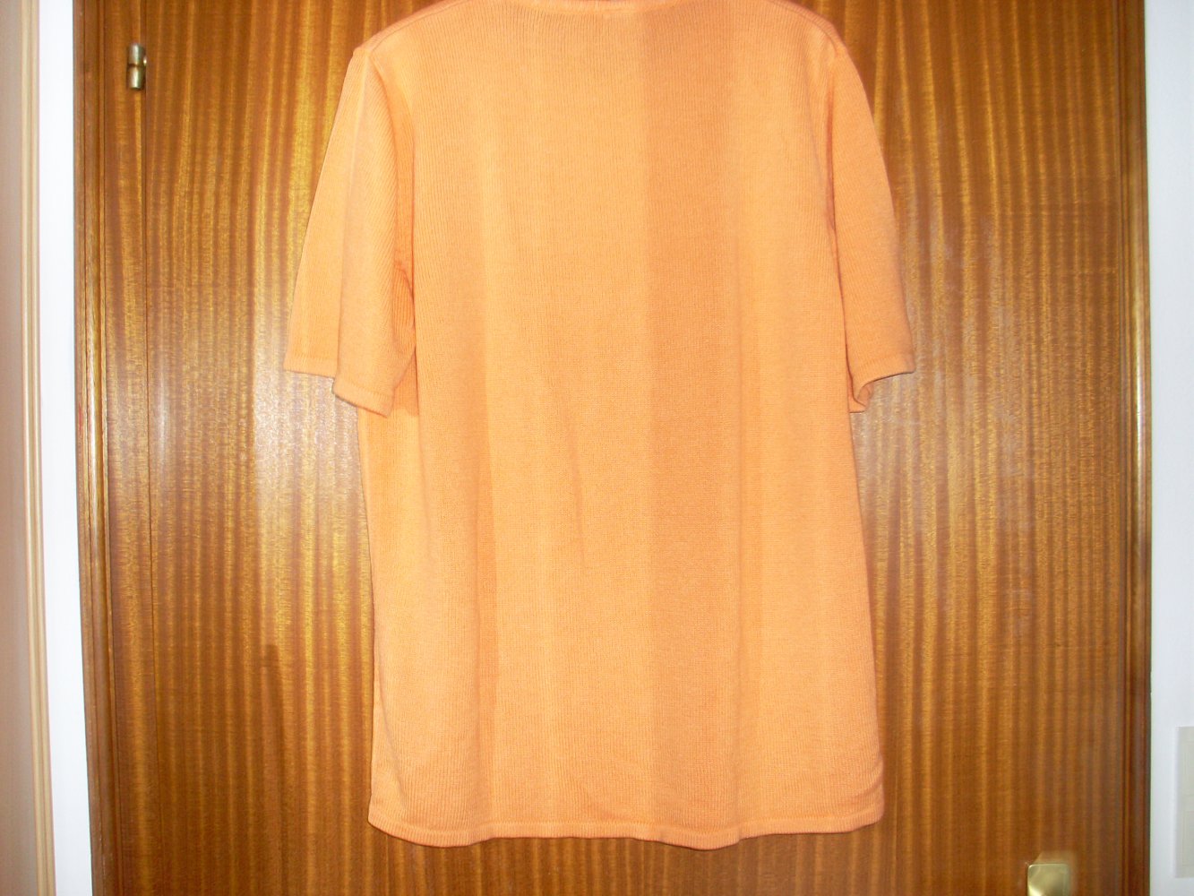 Damen Pullover orange Gr. 44 kurzarm Zopfmuster