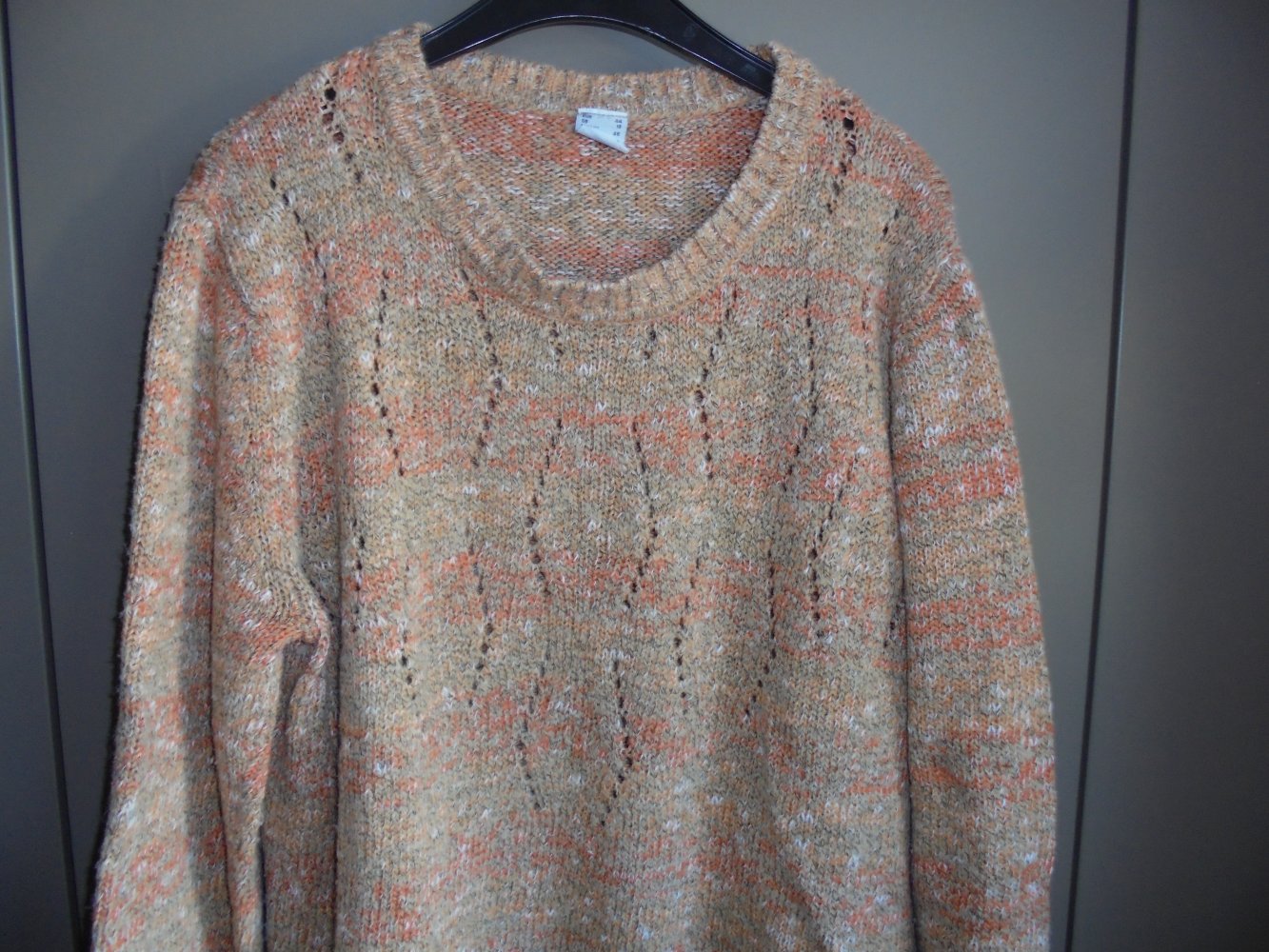 Damen Pullover Gr. 44 orange - gemustert v. Sieh an
