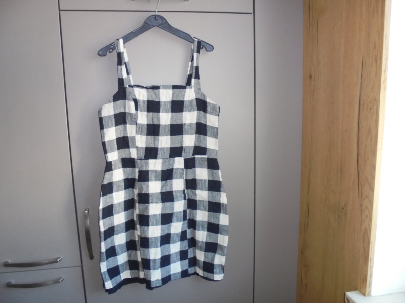 Damen Trägertop - Longshirt Gr. 40 in creme/schwarz kariert v. Primark