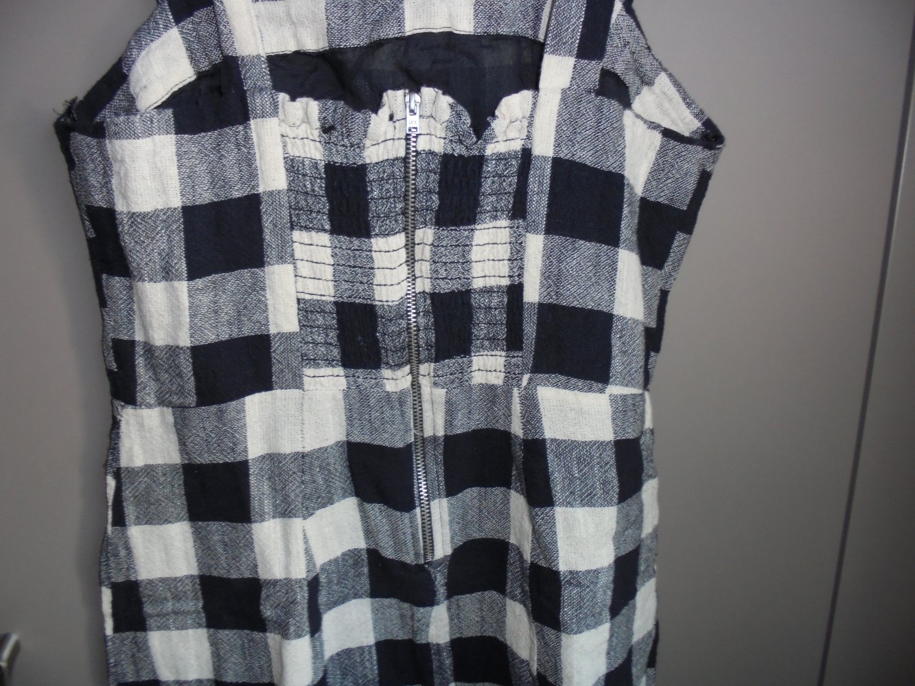 Damen Trägertop - Longshirt Gr. 40 in creme/schwarz kariert v. Primark