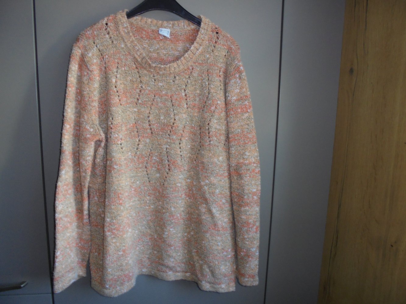 Damen Pullover Gr. 44 orange - gemustert v. Sieh an