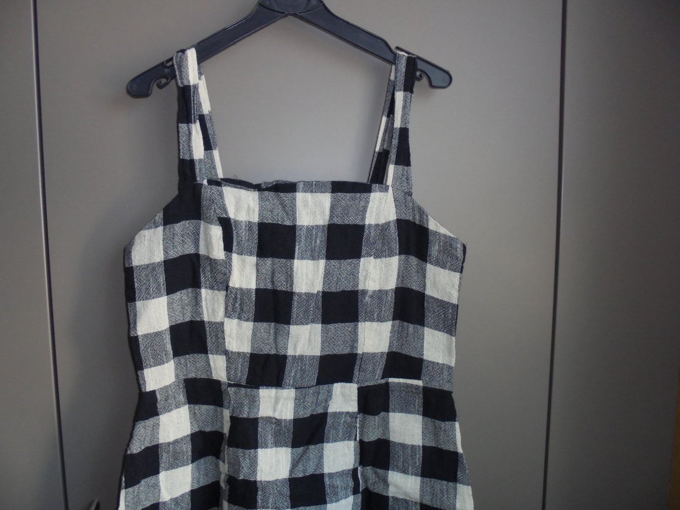 Damen Trägertop - Longshirt Gr. 40 in creme/schwarz kariert v. Primark