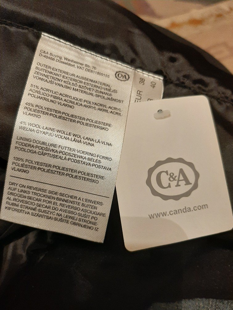 NEUER !!!! SCHICKER  KLASSISCHER SCHWARZER MANTEL VON C & A, GR.: 38