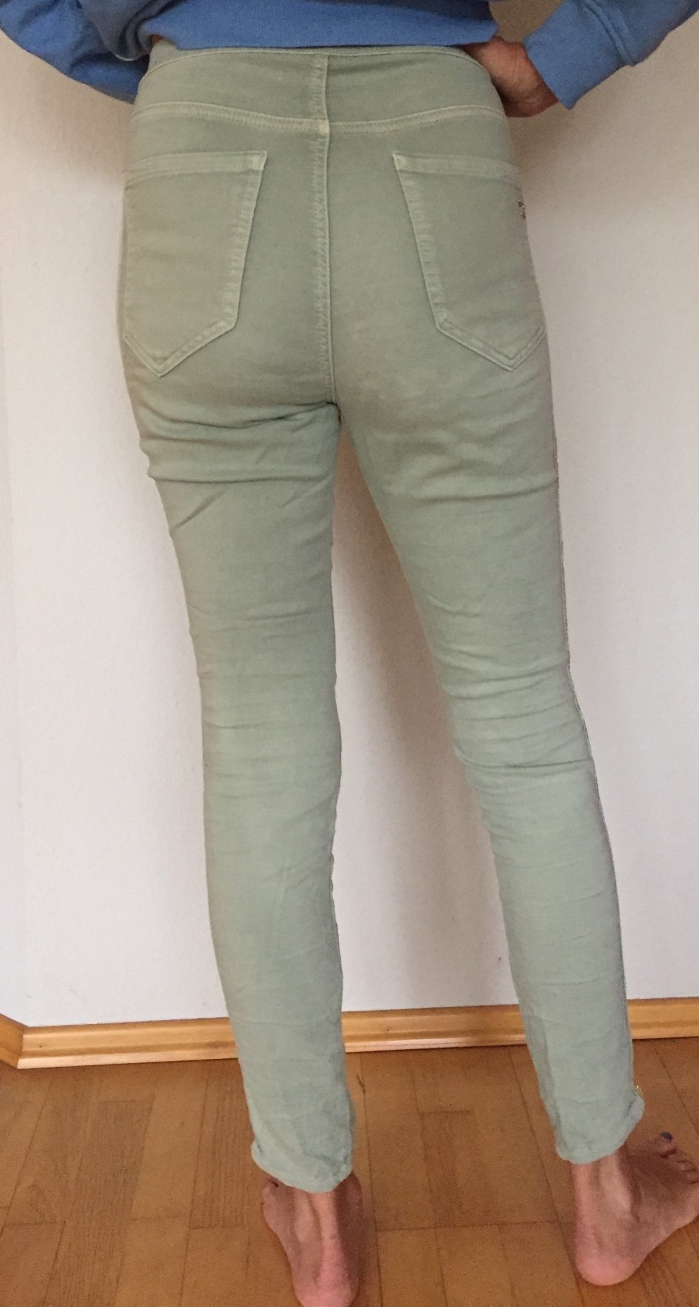 Lexxury Pull Up Jeans Leggings Hose Gr.36 mit glitzerndem Seitenstreifen mint