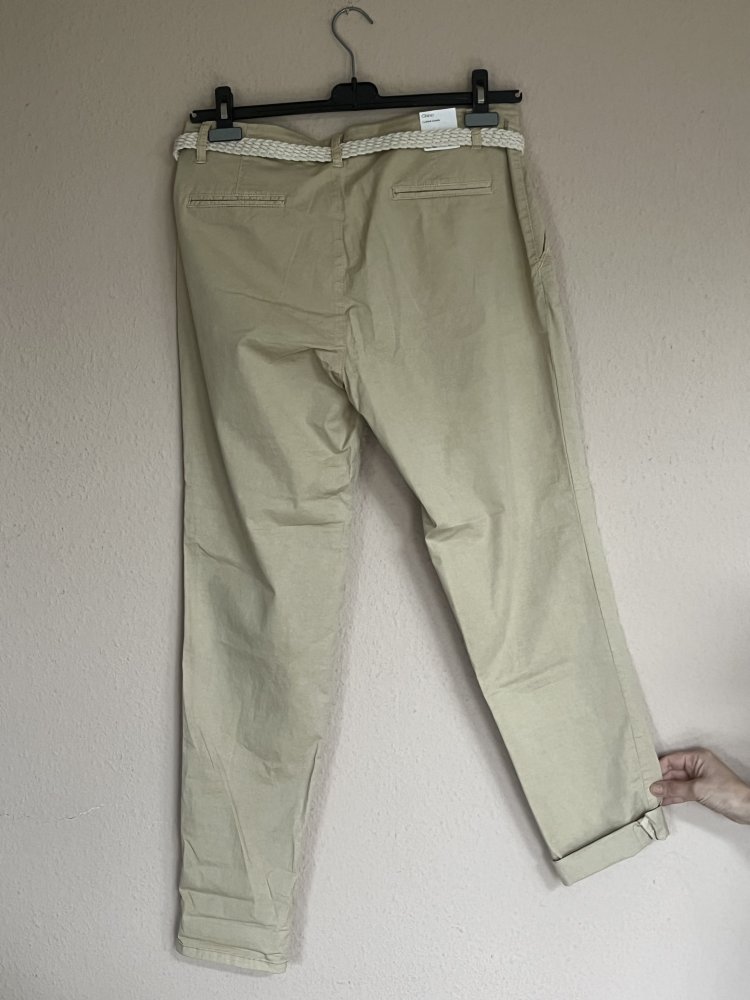 Esprit Sommer Chinos Hose Gr.40 mit geflochtem Gürtel Neu