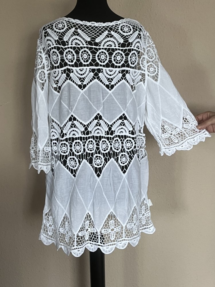 Traumhafte transparente Sommer Tunika Gr.S aus Italien weiß