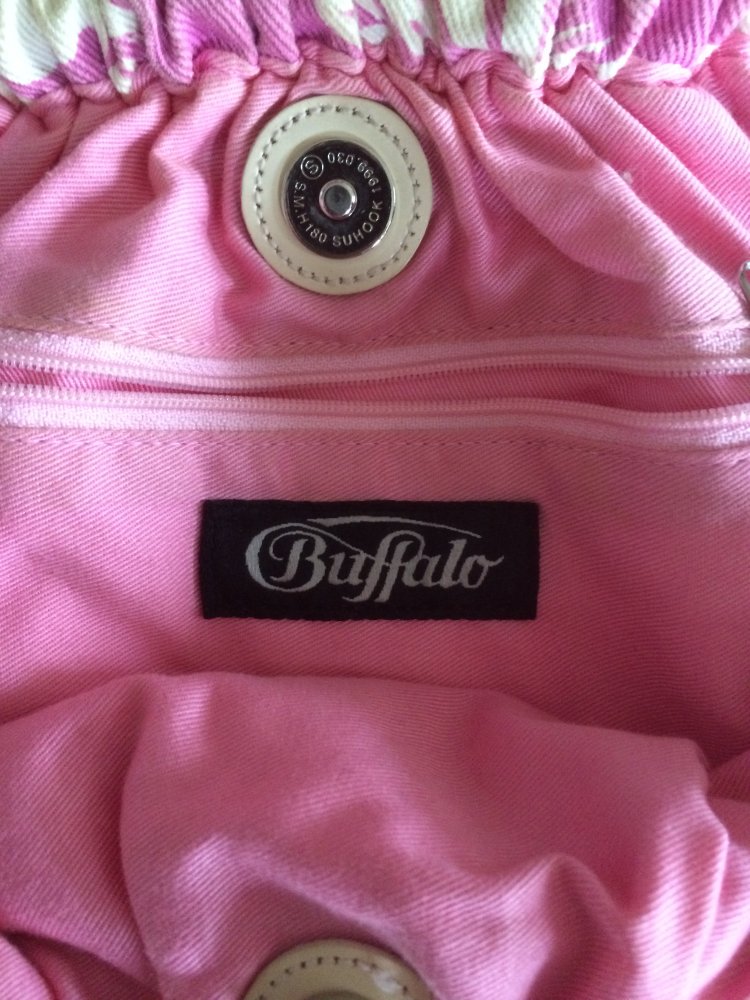 Süße Buffalo Stoff Tasche mit Fransen Hawaii Muster rose weiß