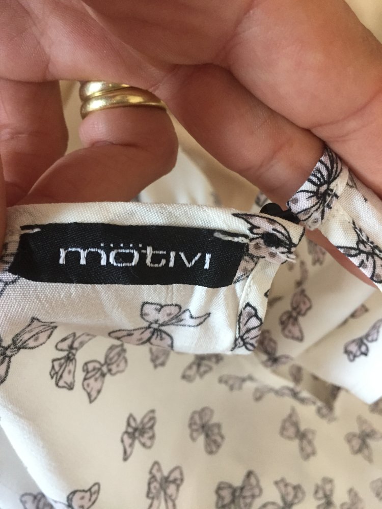 Motivi Volants Bluse Gr.34 mit Rücken Cut Out weiß Schleifen Print