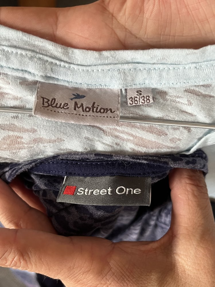 2 Shirt Paket Street One + Blue Motion lang + kurz Arm Gr.38