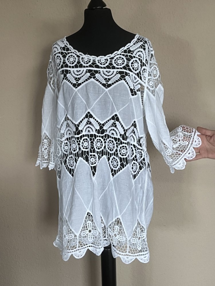 Traumhafte transparente Sommer Tunika Gr.S aus Italien weiß