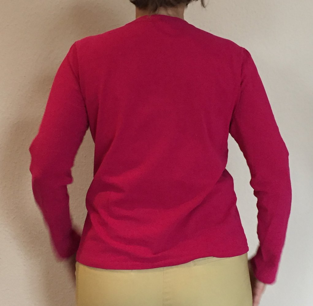 Land's End lang Arm Shirt für Drunter oder Drüber Top Gr.L Fuchsia Schwarz Weiß