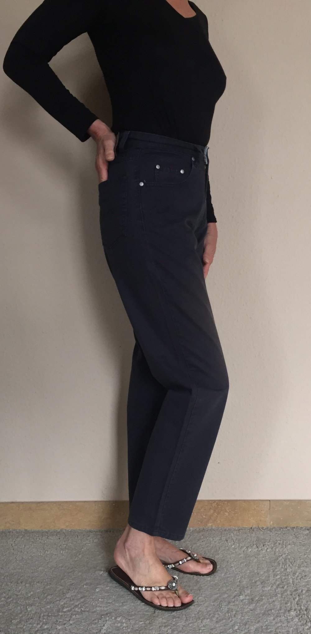 Slacks High Waist Mommy Chinos Hose Gr.38 (29x30) navy bleached
