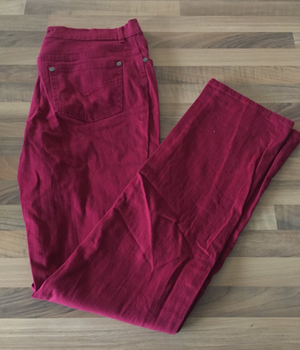 Gina Benotti Sommer Mid Waist Jeans Gr.38 rot Straight Leg