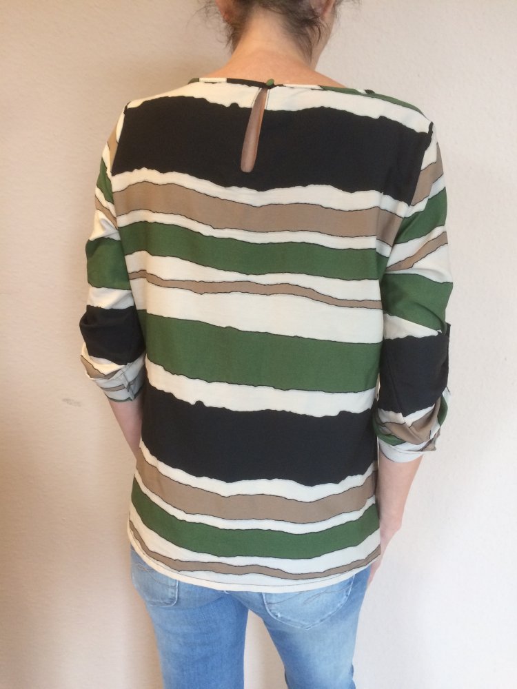 H&M Bluse Gr.M/L im Bamboo Muster grün / Creme / schwarz