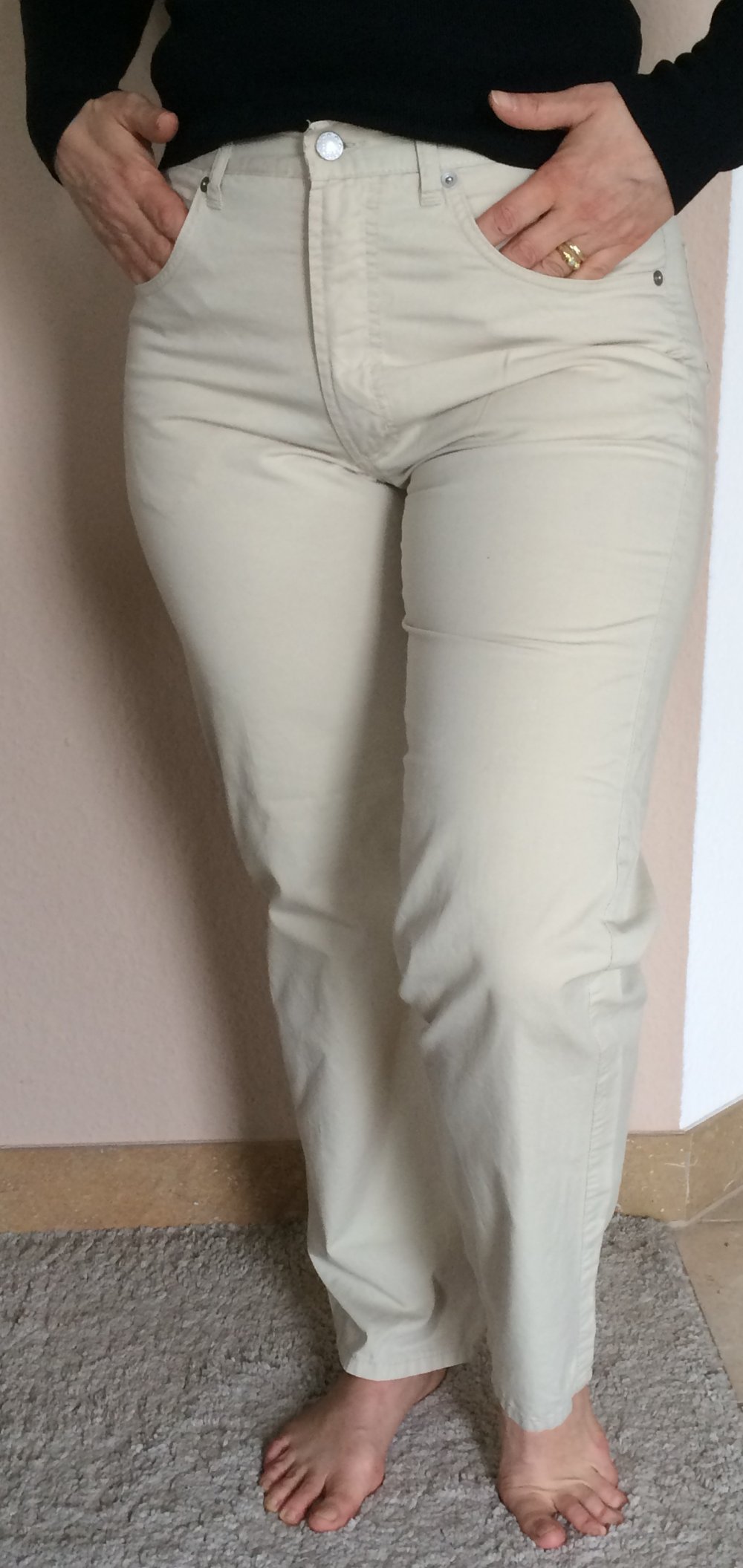 Abrams High Waist Chinos Gr.50, M hell Creme Unisex