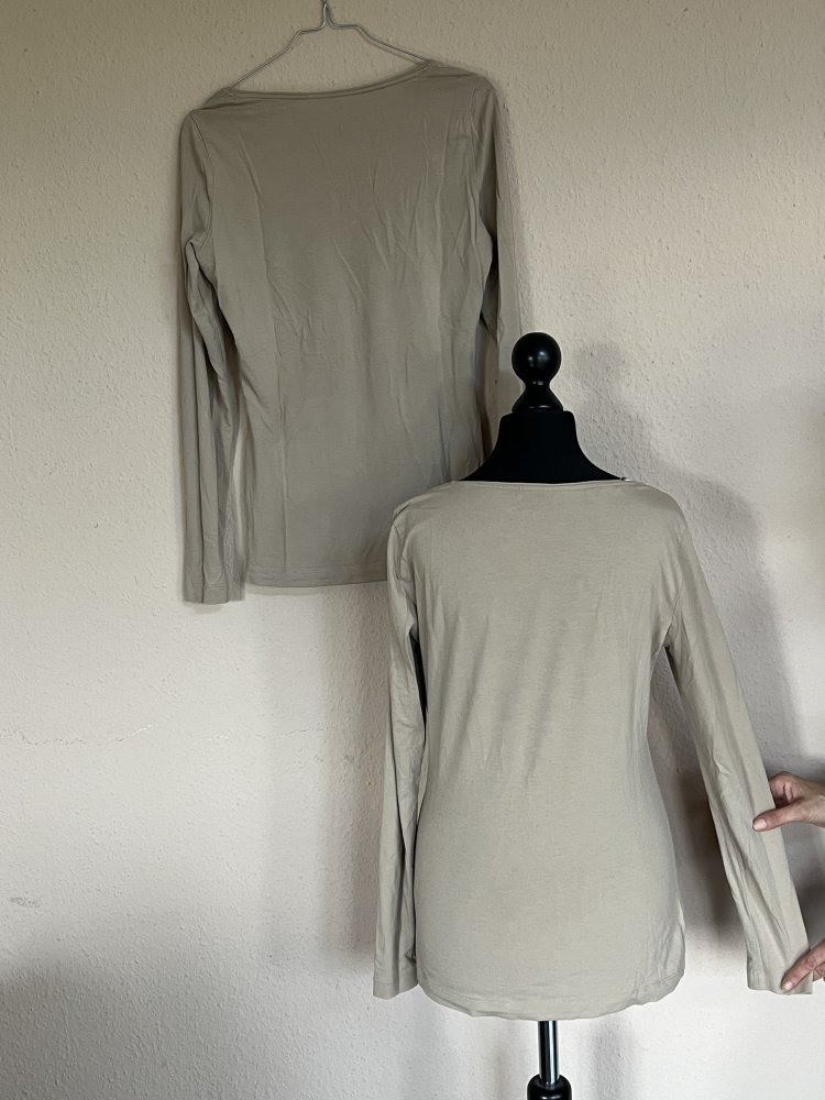2 H&M Lang Arm Shirts Gr.M Creme / Toffee Farben Rundhals