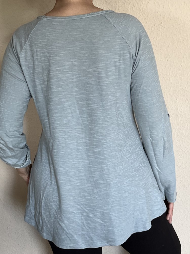 2 Made in Italy Two Layer Shirt Gr. L mit Pailletten Herz hellblau / braun