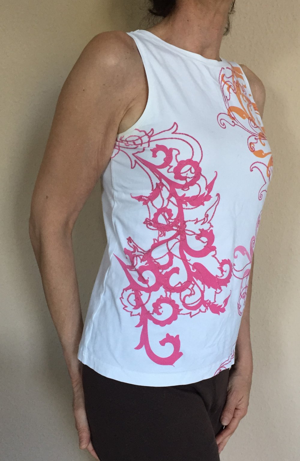 Esprit Tank Top Gr.L weiß mit schönem dezentem Glitzer Muster