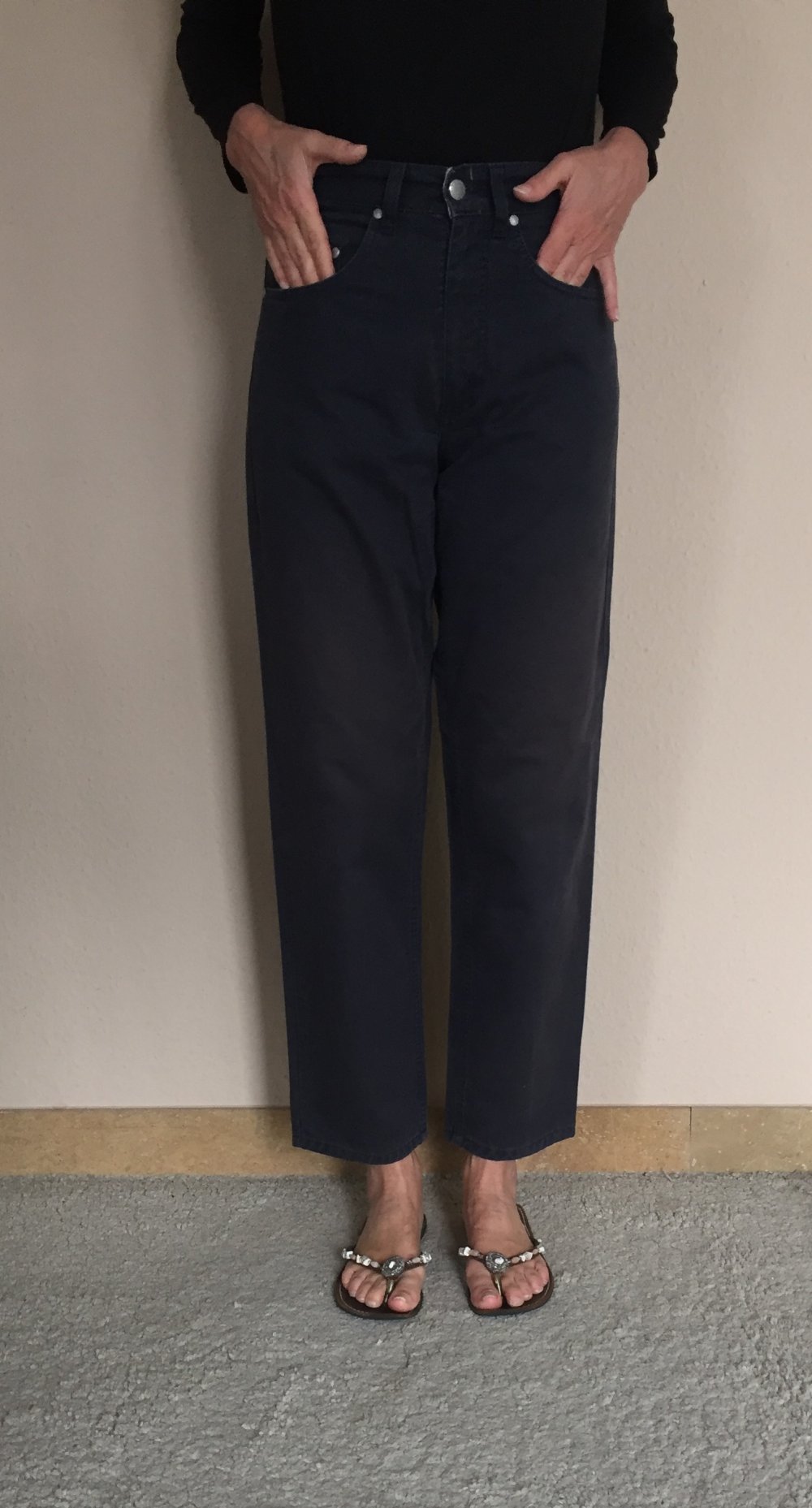 Slacks High Waist Mommy Chinos Hose Gr.38 (29x30) navy bleached