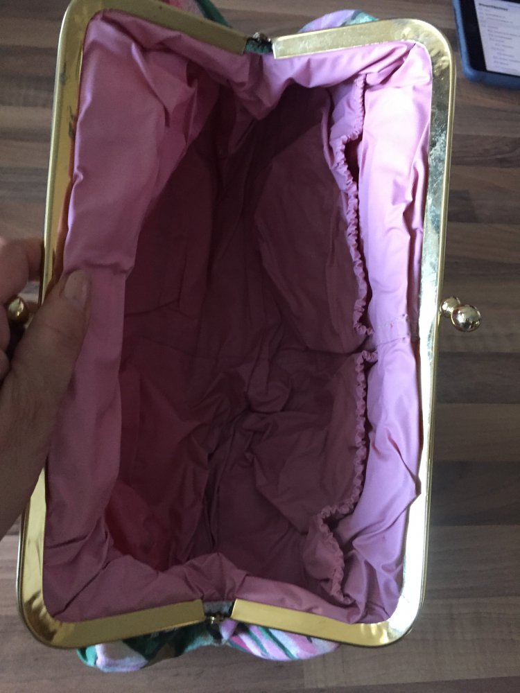 Original XXL 60er Jahre Kosmetikbeutel mit rosa Innenfutter