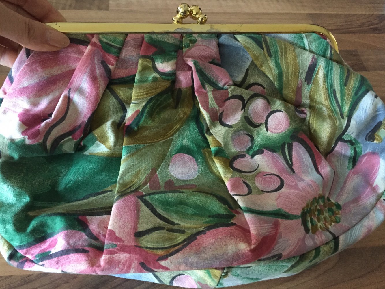 Original XXL 60er Jahre Kosmetikbeutel mit rosa Innenfutter