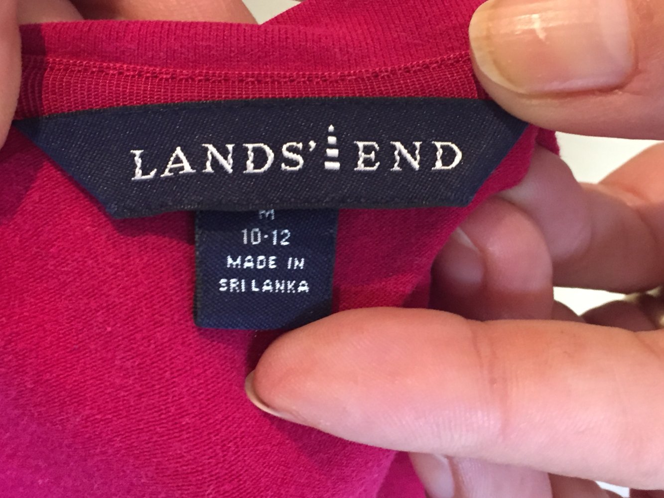 Land's End lang Arm Shirt für Drunter oder Drüber Top Gr.L Fuchsia Schwarz Weiß