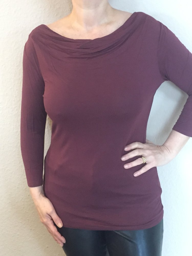 Blue Motion Long Shirt Gr. L Bordeaux Farben mit Wasserfallkragen