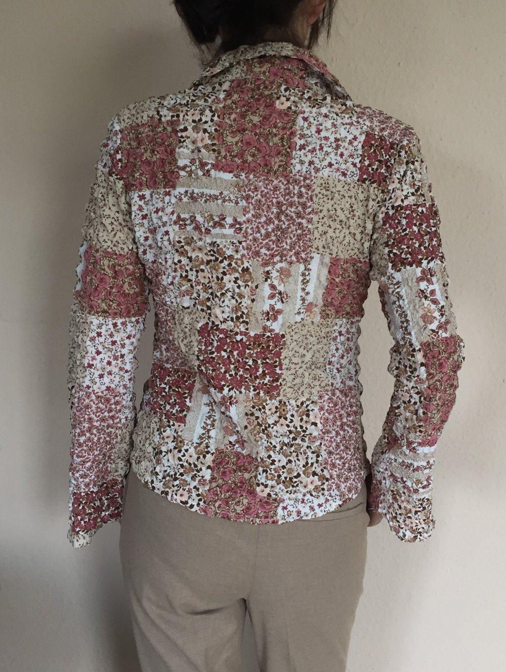 B.S.C. Max Hippie Tunika Patchwork Blumenbluse Gr.S/M mit Trompetenärmel