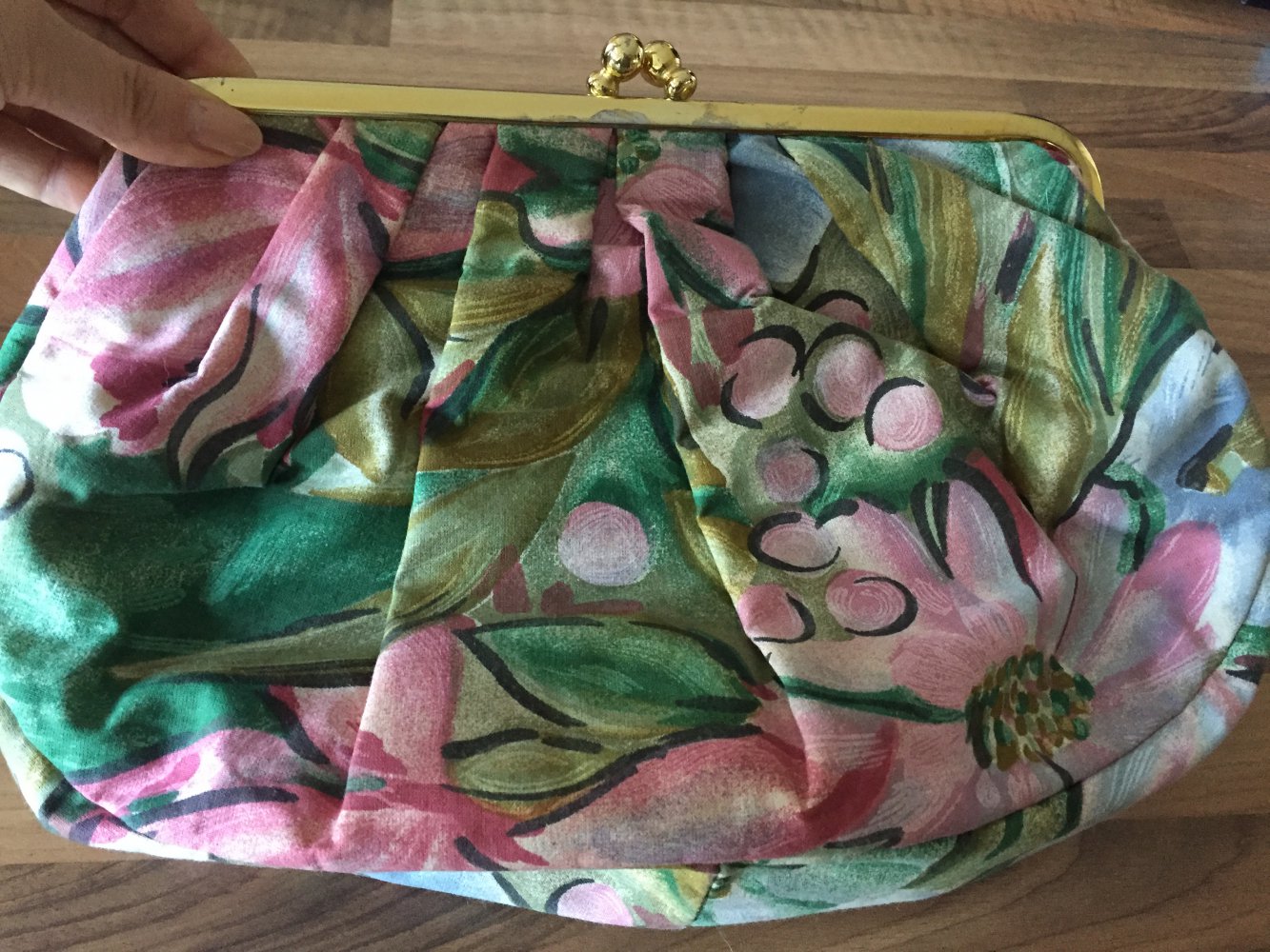 Original XXL 60er Jahre Kosmetikbeutel mit rosa Innenfutter