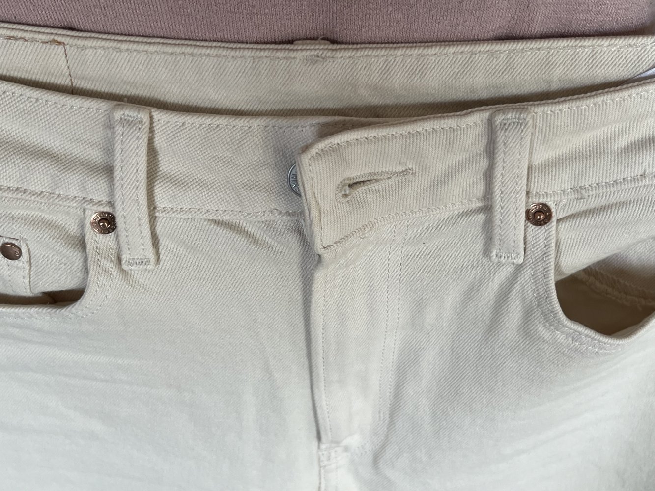 H&M Vintage Slim High Waist Denim Jeans Gr.38 Creme Neuwertig