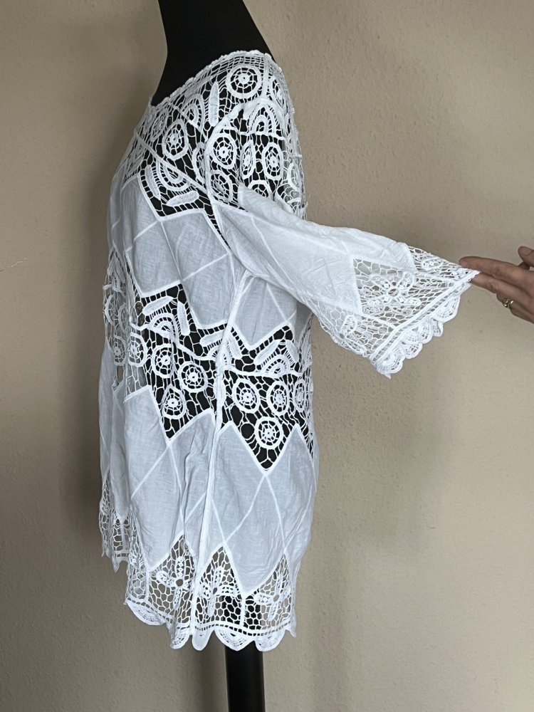 Traumhafte transparente Sommer Tunika Gr.S aus Italien weiß