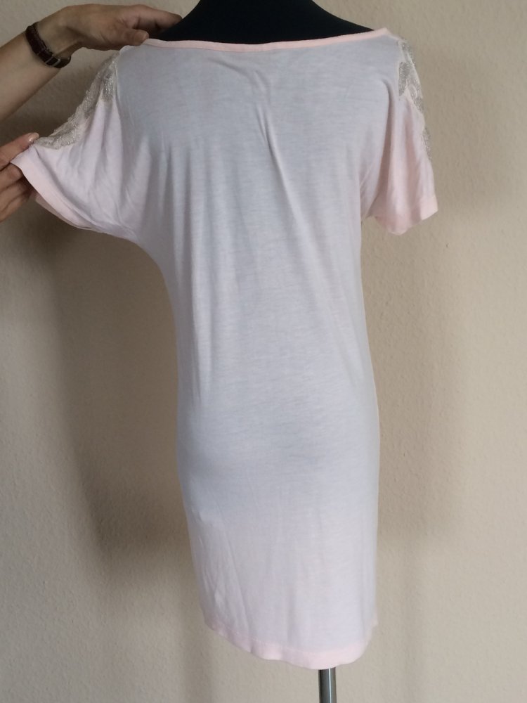 H&M Sommer Kleid Gr. S Apricot Pastell mit Perlenstickereien