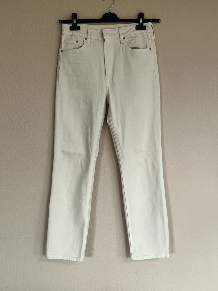 H&M Vintage Slim High Waist Denim Jeans Gr.38 Creme Neuwertig