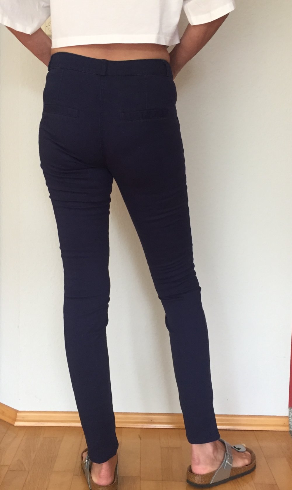 H&M Sommer Skinny Stretch Chinos Hose Gr.36 royal Blau 
