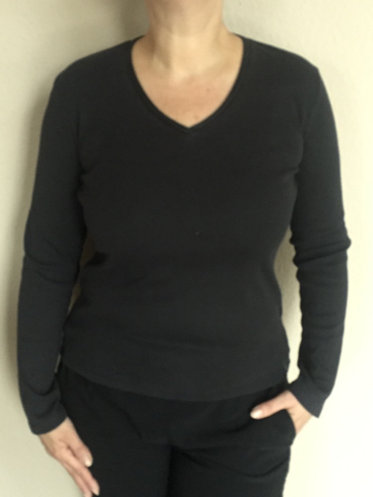 Land's End lang Arm Shirt für Drunter oder Drüber Top Gr.L Fuchsia Schwarz Weiß