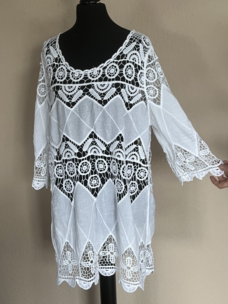 Traumhafte transparente Sommer Tunika Gr.S aus Italien weiß