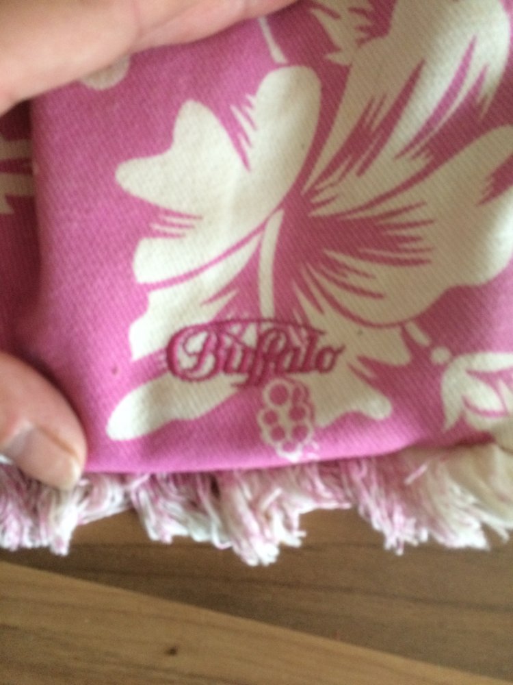 Süße Buffalo Stoff Tasche mit Fransen Hawaii Muster rose weiß