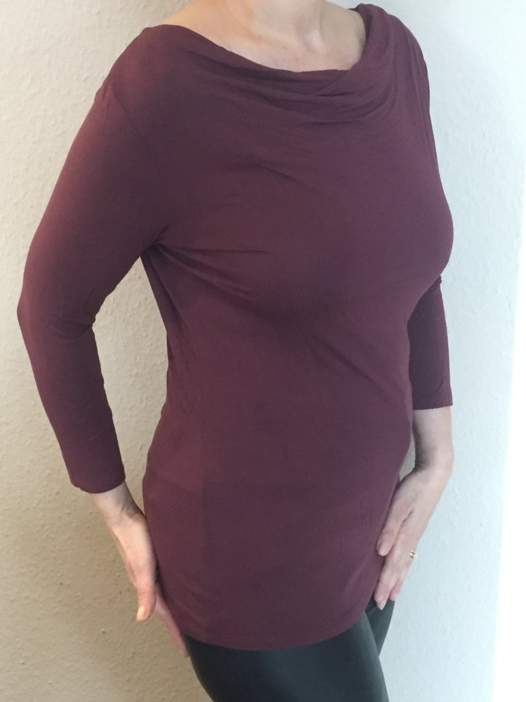 Blue Motion Long Shirt Gr. L Bordeaux Farben mit Wasserfallkragen