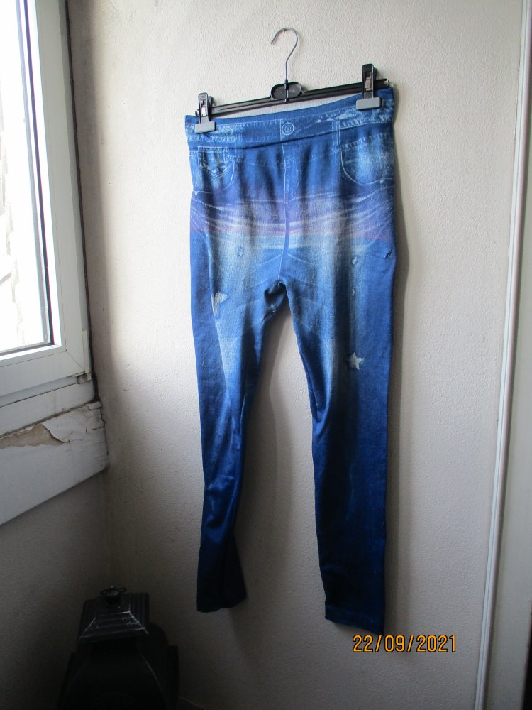 Leggings von Elle Nor, blau/weiß, Größe L (44/46)