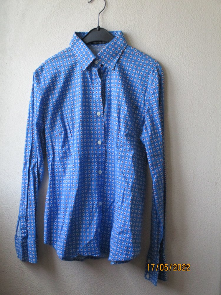 Bluse von Benny Bi mit Blumen, blau/weiß/rot, Größe XL