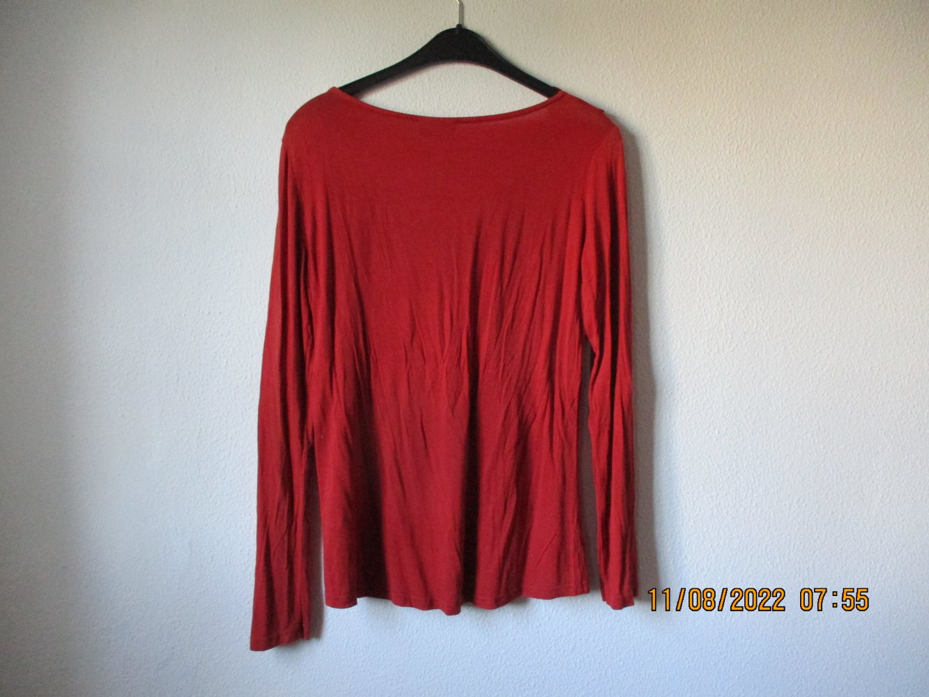 Shirt mit Spitze von Janina, rot, Größe 38