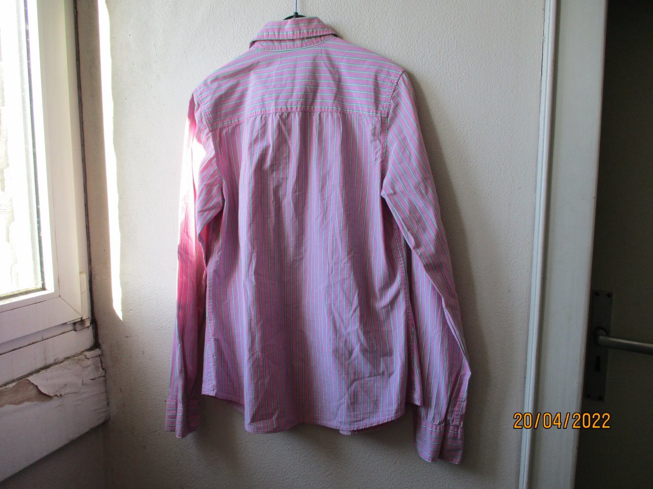Bluse von L.O.G.G., pink/weiß/grün gestreift, Größe 40