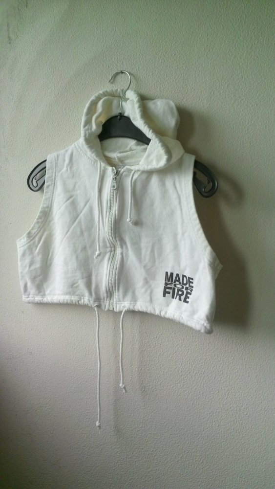kurze Jacke mit Kapuze, weiß, Größe M