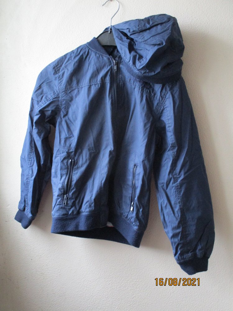 Jacke mit Kapuze von H&M, blau, Größe 152