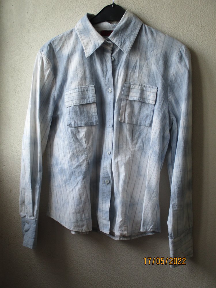 Bluse Ballega, weiß/blau/grau, Größe L