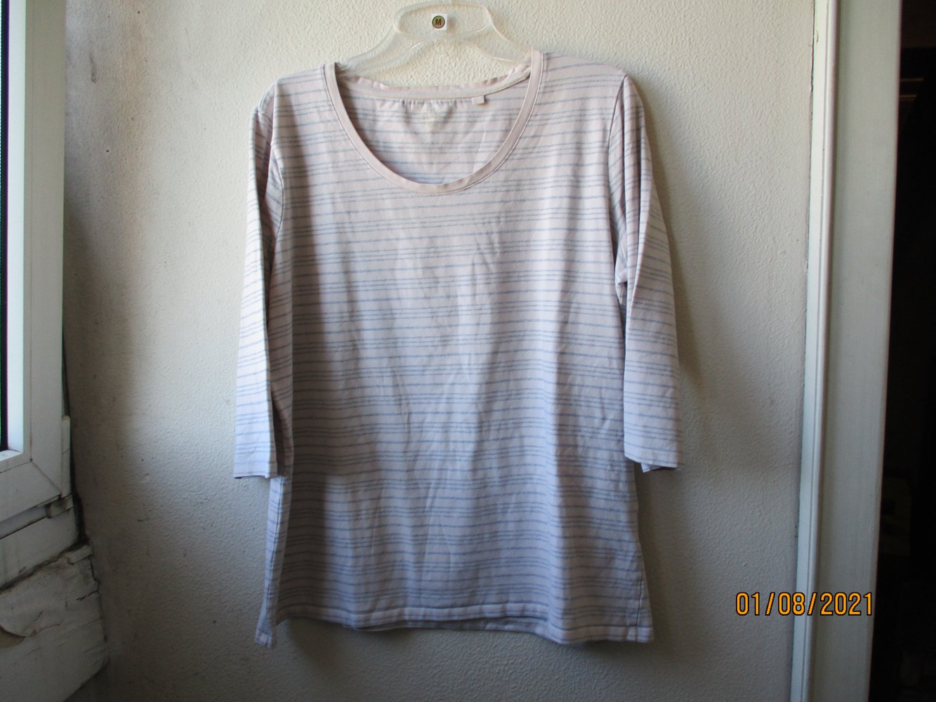 Shirt von C&A, weiß/blaugestreift, Größe XL